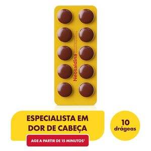 Neosaldina Analgésico Dipirona + Cafeína + Isometepteno Hypera 10 Drágeas Envelope