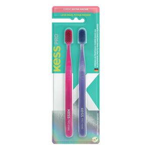 Escova Dental Kess Pro Extra Macia com 2 Unidades + Capa Protetora