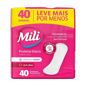 Protetor Diário Mili Premium sem Abas 40 Unidades