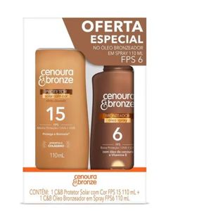 Kit Protetor Solar Cenoura e Bronze com Cor FPS15 110Ml + Óleo FPS6 110ml