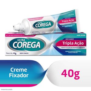 Corega Ultra Creme Tripla Ação Sem Sabor 40g