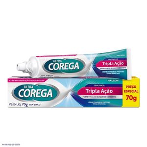 Corega Ultra Creme Tripla Ação Sem Sabor 70g