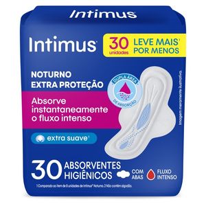 Absorvente Intimus Noturno Suave com Abas 30 Unidades