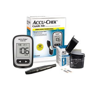 Kit Aparelho Medidor de Glicemia Accu-Chek + Tiras Teste Guide 50 Unidades