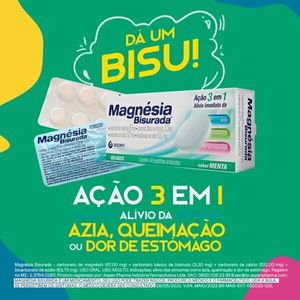 Magnésia Bisurada Menta 67,0mg/3,3mg/521,0mg/63,7mg 40 Pastilhas