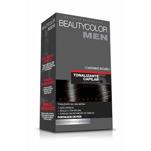 Tonalizante Beauty Color Kit sem Amônia Gel Masculino Castanho Escuro