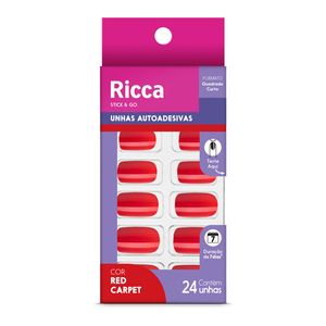 Unhas Postiças Ricca 1984 Autoadesivas Vermelho Paixão