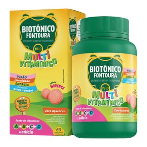 Biotônico Fontoura Comprimido Mastigável Sabor Morango Hypera 60 Unidades
