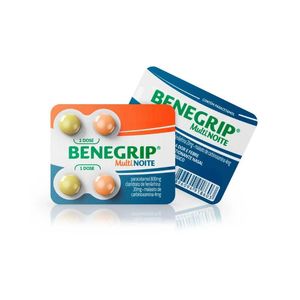 Benegrip Multi Noite Antigripal Analgésico e Descongestionante  Blister com 4 Comprimidos