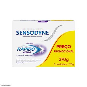 Creme Dental Sensodyne Rápido Alívio Original 90g 3 unidades