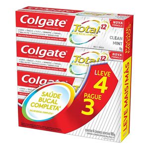 Creme Dental Colgate Total 12 Clean Mint 4 Unidades de 90g