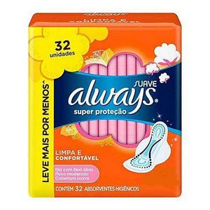 Absorvente Always Super Proteção Suave com Abas 32 Unidades