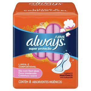 Absorvente Always Super Proteção Suave com Abas 8 Unidades