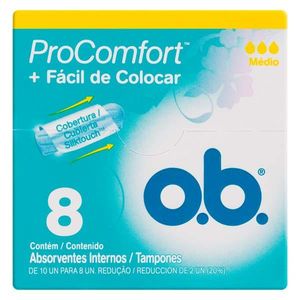 Absorvente Íntimo O B ProConfort Médio 8 Unidades