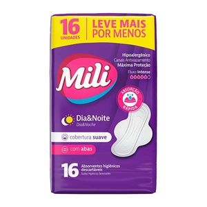 Absorvente Mili Dia e Noite Suave com Abas 16 Unidades