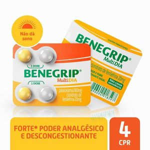 Benegrip Multi Dia Analgésico e Antigripal Revestido Hypera 4 Comprimidos Envelope