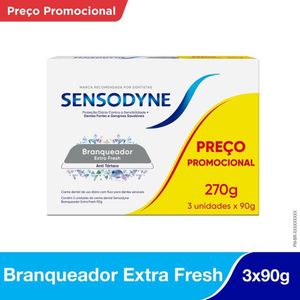 Kit Creme Dental Sensodyne Branqueador Extra Fresh 90g Leve 3 Pague 2