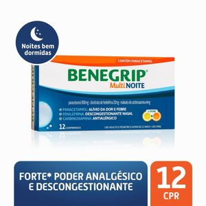 Benegrip Multi Noite Analgésico e Antigripal Revestido Hypera 12 Comprimidos