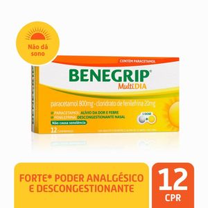 Benegrip Multi Dia Analgésico e Antigripal Revestido Hypera 12 Comprimidos