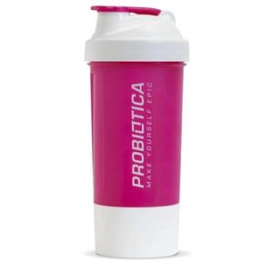 Coqueteleira 2 Compartimentos 700ml Rosa/Branca Probiótica