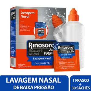 Rinosoro Alto Volume 9,0mg/ml Descongestionante Spray 30 Sachês + Frasco Aplicador