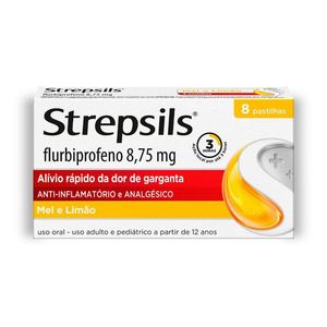 Pastilhas para garganta Strepsils Sabor Mel e Limão - Caixa 8 Pastilhas