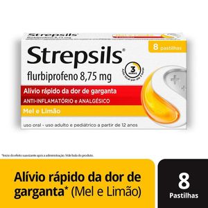 Pastilhas para garganta Strepsils Sabor Mel e Limão - Caixa 8 Pastilhas
