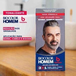 Tonalizante de Cabelo Masculino Biocolor Homem Bozzano Redução dos Grisalhos