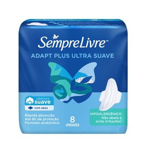 Absorvente Sempre Livre Adapt Plus Suave com Abas 8 Unidades