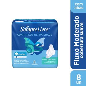 Absorvente Sempre Livre Adapt Plus Suave com Abas 8 Unidades