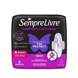 Absorvente Externo Sempre Livre Conforto Noturno Suave, 8un