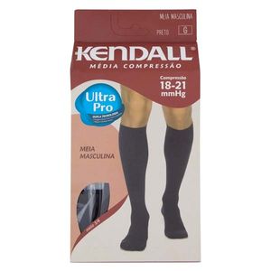 Meia Kendall Masculina 3/4 Média Compressão G Preta