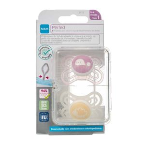 Chupeta Mam Perfect Embalagem Dupla Rosa 0 a 6 Meses
