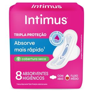 Absorvente Intimus Gel Tripla Proteção Seca com Abas 8 Unidades