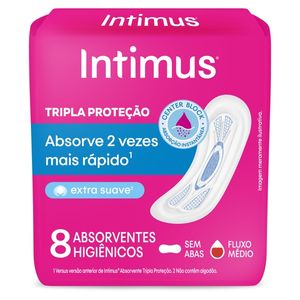 Absorvente Intimus Gel Tripla Proteção Suave sem Abas 8 Unidades