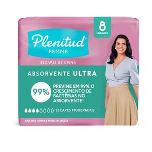 Absorvente para Incontinência Urinária Plenitud Femme Ultra sem Abas 8 Unidades