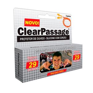 Protetor de Ouvido Silicone Com Cordão Clear Passage 2 Pares