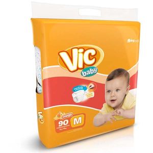 Fraldas Vic Baby Mega M 90 Unidades