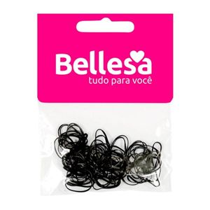 Elástico de Cabelo Bellesa Silicone Preto 75 Unidades