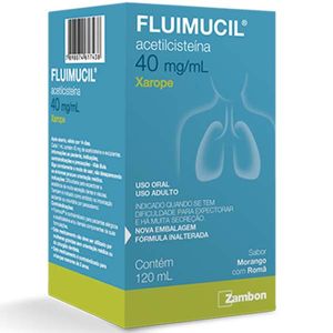 Fluimucil Acetilcisteína 40mg/ml Xarope abor Morango com Romã 120ml