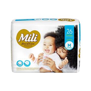 Fralda Mili Love e Care Jumbo M 26 unidades