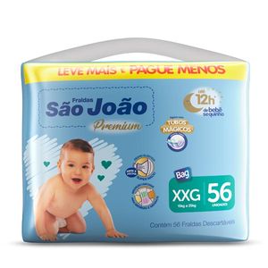 Fralda São João Premium Bag Xxg com 56 unidades