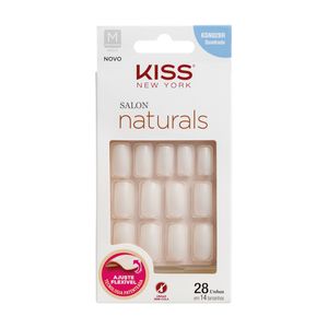 Unhas Postiças Kiss New York Salon Natural Médio Quadrado 28 Unidades