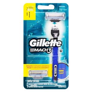 Barbeador Gillette Mach3 Acqua Grip 1 aparelho + 2 cargas
