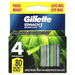 Carga Gillette Mach 3 Sensitive com 4 Unidades