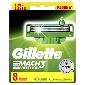 Carga Gillette Mach3 Sensitive com 8 Unidades