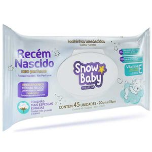 Toalhas Umedecidas Snow Baby 45 Unidades Premium Recém-Nascido