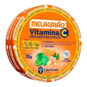 Melagrião Vitamina C Gengibre Mel Limão 20 Pastilhas