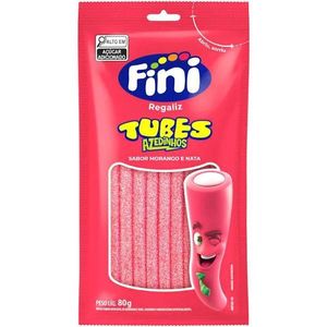 Bala Fini Gelatina Tubes Morango Cítrico 80g