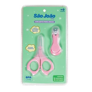 Conjunto São João Baby Tesoura + Cortador de Unhas Rosa